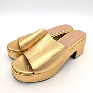 Seychelles Metallic Gold Platform Slide Sandals